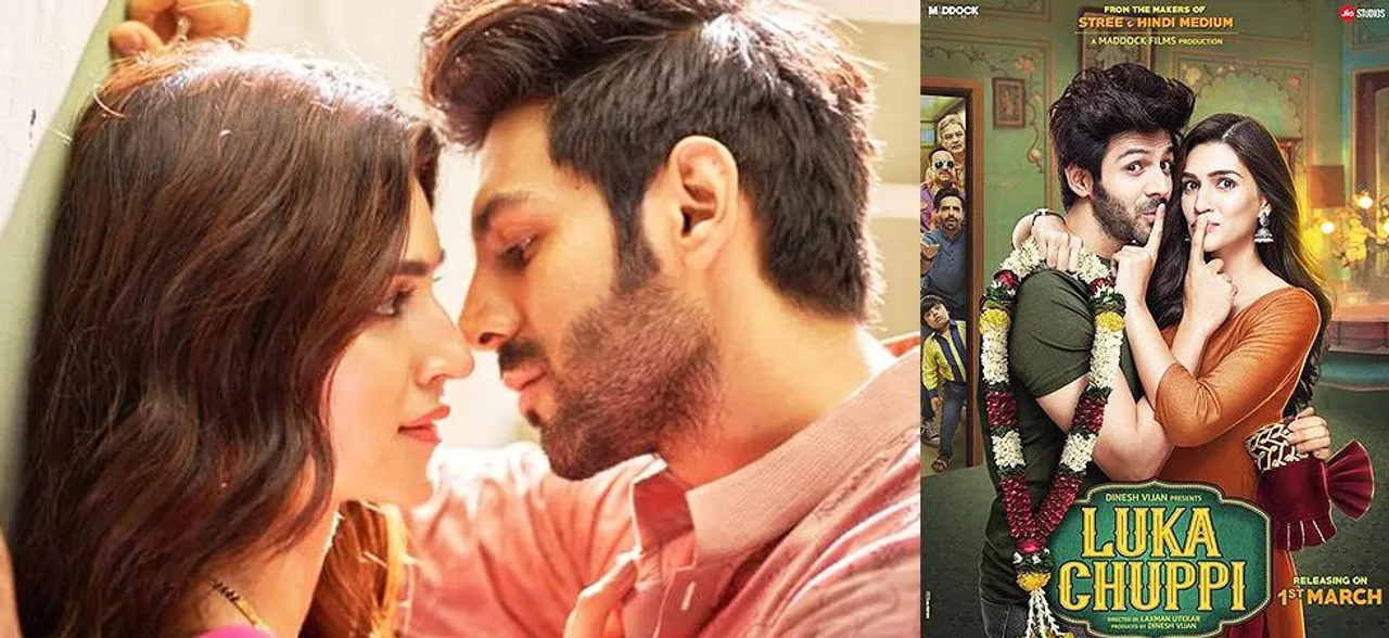 Kartik Aaryan and Kriti Sanonâ€™s Luka Chuppi first poster tells a tale, Trailer out tomorrow!