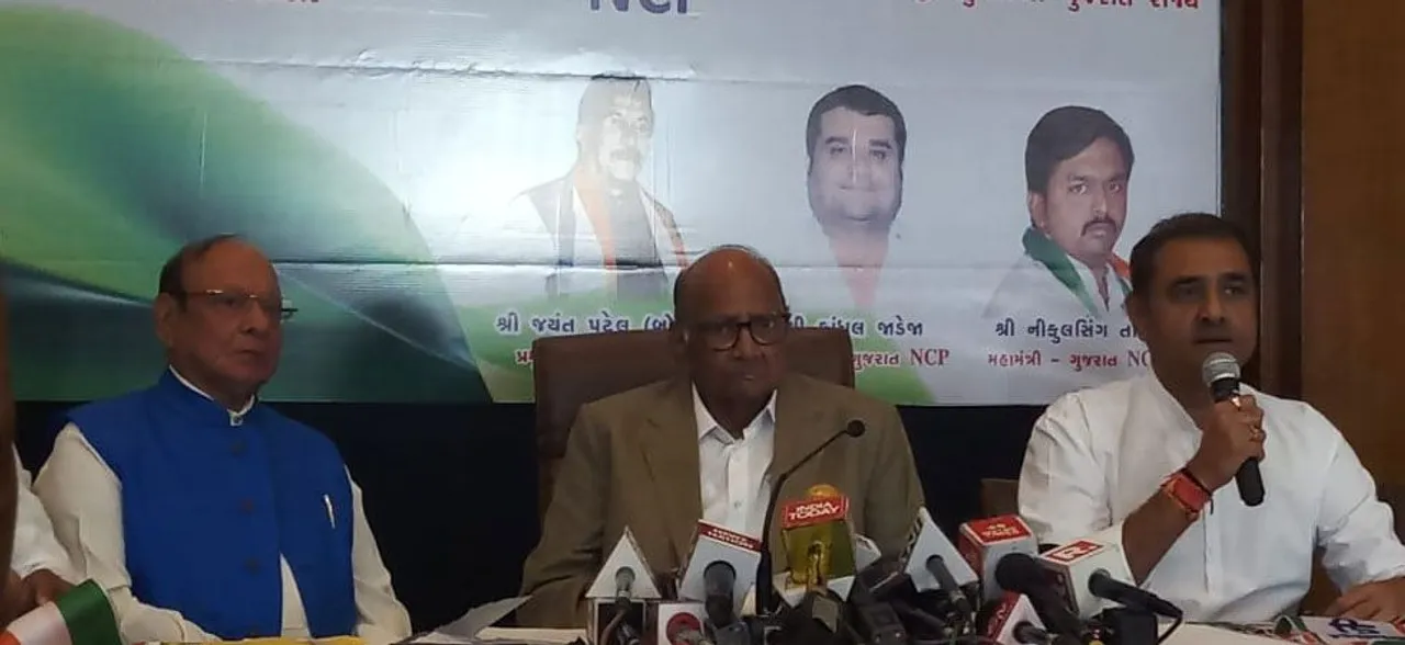 Shankersinh Vaghela joins Nationalist Congress Party in presence of party chief Sharad Pawar