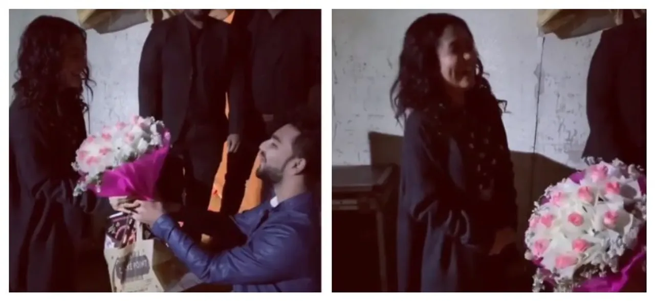 Neha Kakkar finds her Valentine in THIS man, as he got down on his knees with a bouquet