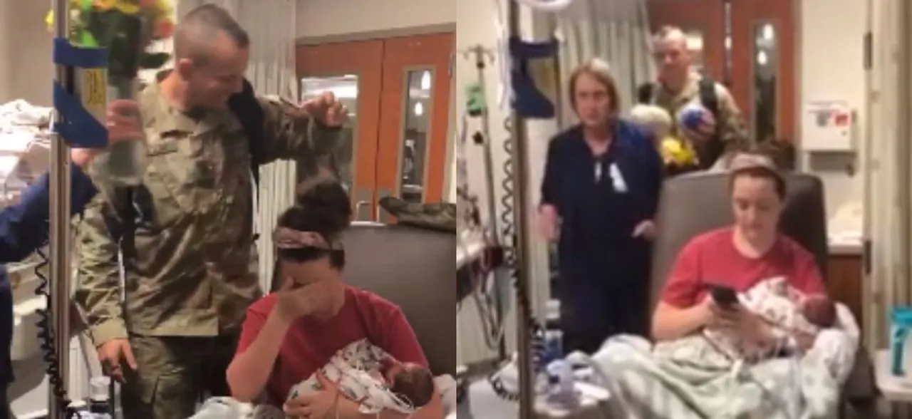 WATCH: This video of soldier surprising wife at hospital after birth of twins will leave you teary-eyed 