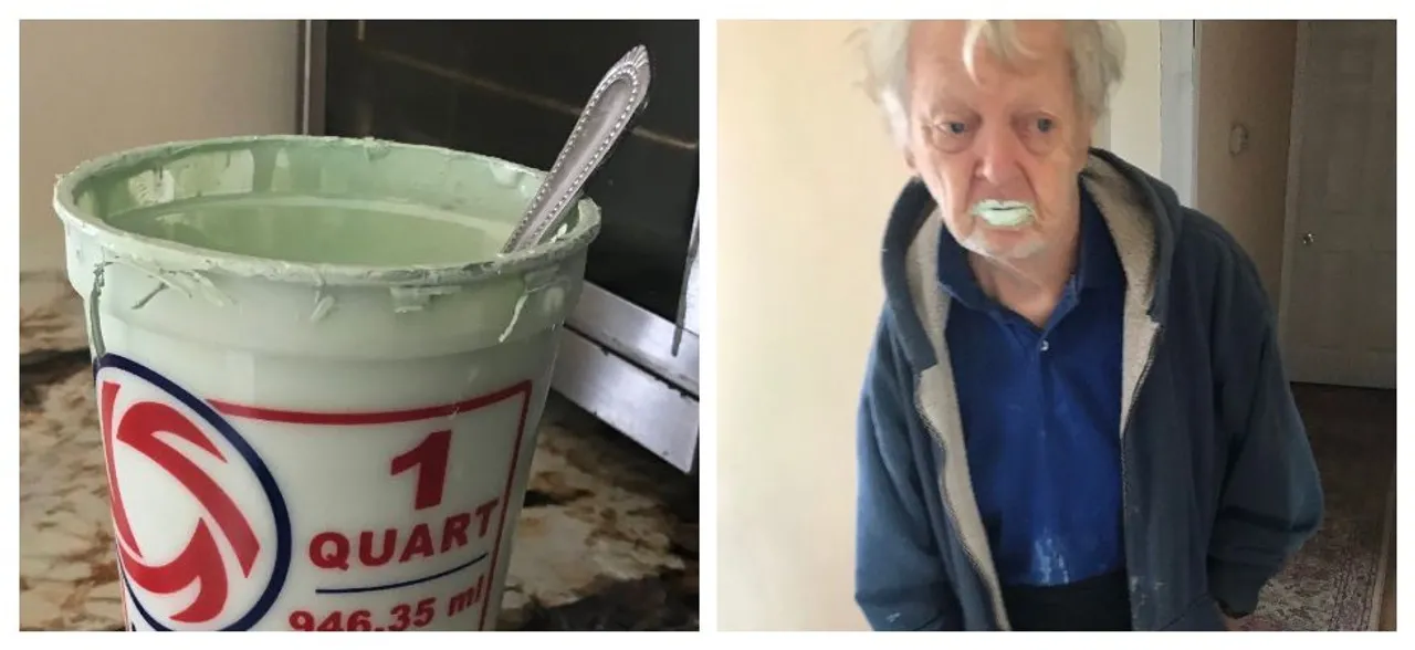 Grandad eats half a tub of paint after â€˜mistakingâ€™ it for yogurt