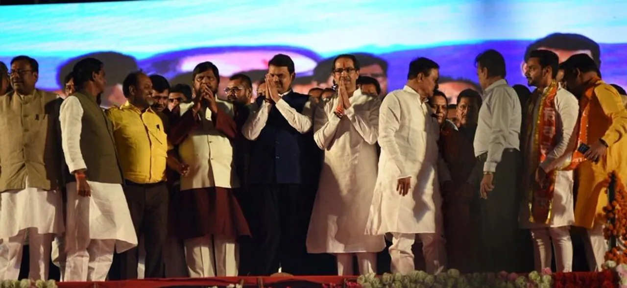 Devendra Fadnavis, Uddhav Thackeray target Pawar, Opposition in first NDA rally