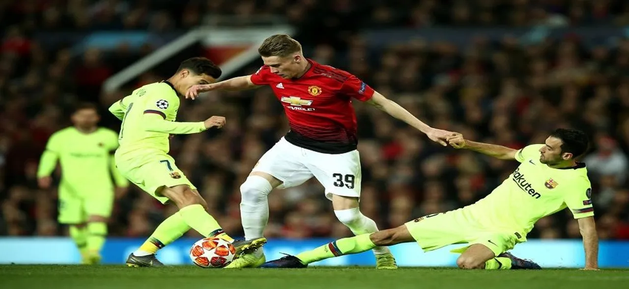 Manchester United concede own goal in UEFA Champions League clash against Barcelona