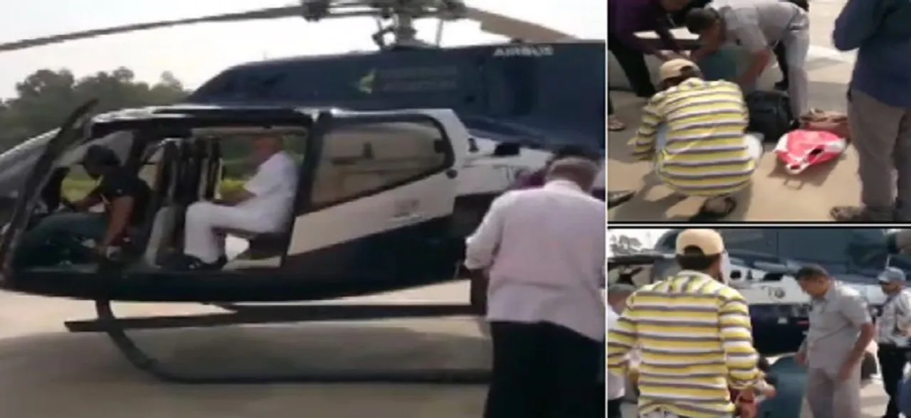 BS Yeddyurappa's luggage checked by Election Commission at helipad in Shivamogga