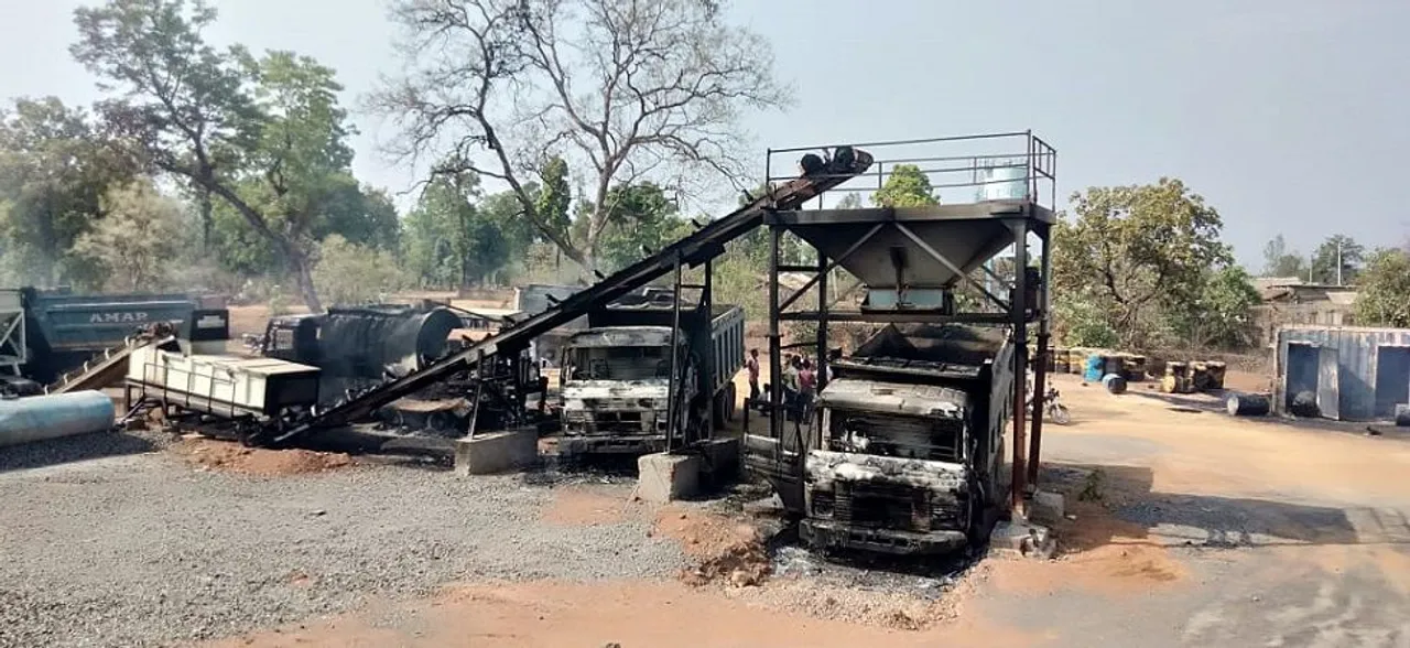 Maoists torch 27 vehicles of road construction company in Maharashtra's Gadchiroli district: Police