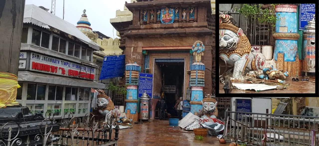 Idol at entrance of Puri's Jagannath temple damaged by Cyclone Fani