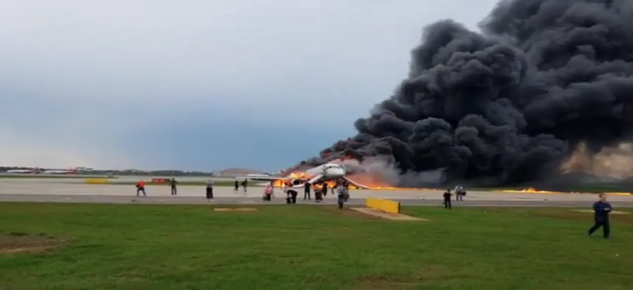 VIDEO | Burning Russian Aeroflot plane lands at Moscow airport, several passengers injured
