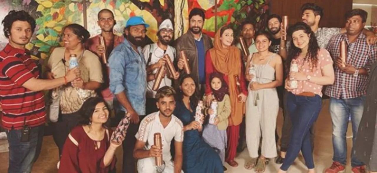 Dia Mirza gifts customized metal bottles to Kaafir crew during second schedule in Mumbai