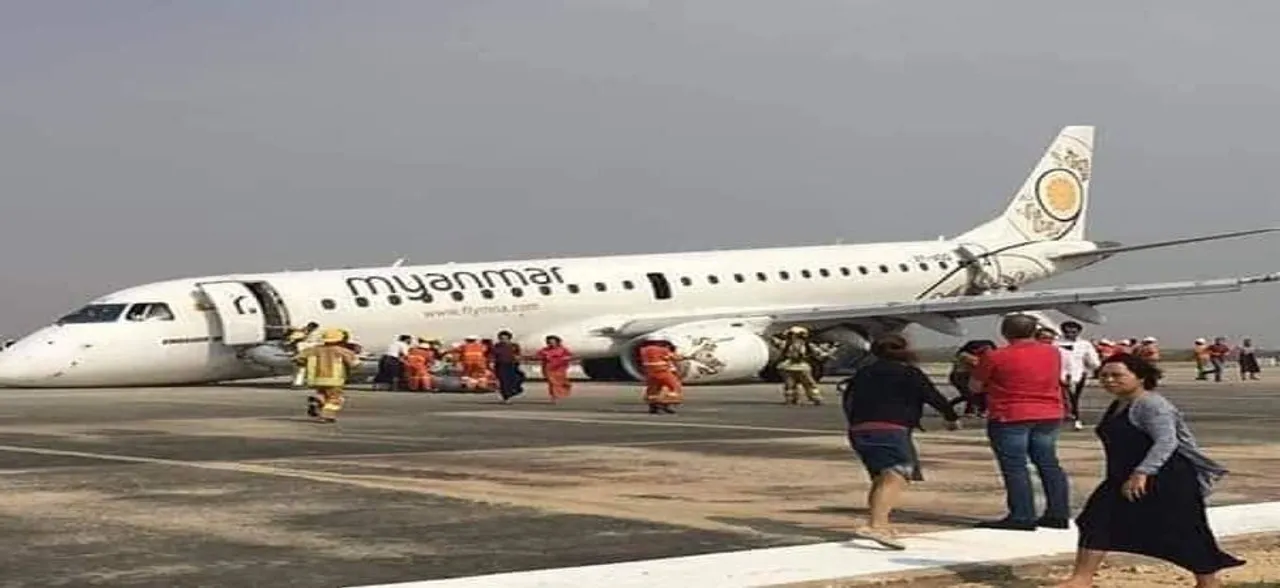 Nail-biting touchdown: Myanmar pilot safely lands plane on its nose after landing gear failure