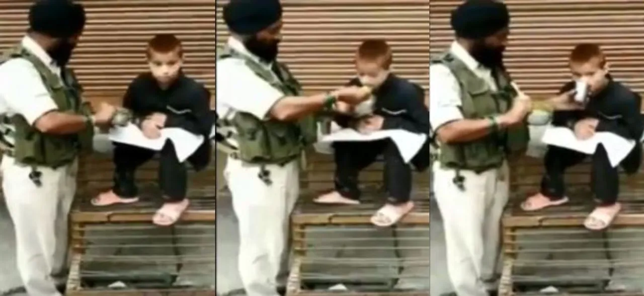 CRPF personnel Havaldar Iqbal Singh feeds paralytic child in Srinagar, keep humanity alive 