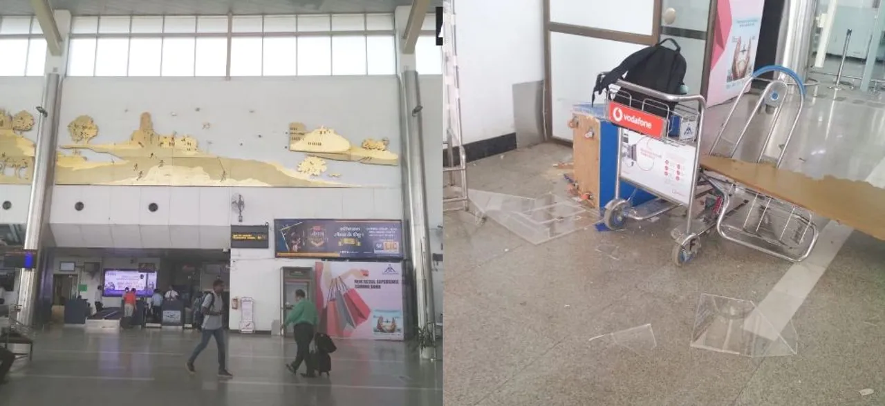 Lucknow: Wall decor at Chaudhary Charan Singh International Airport falls off, close shave for passengers