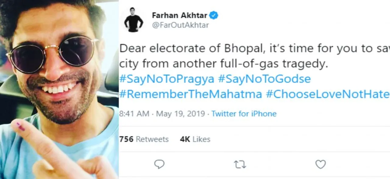 Farhan Akhtar asks Bhopal electorate to #ChooseLoveNotHate 7 days after polls; trolled big time