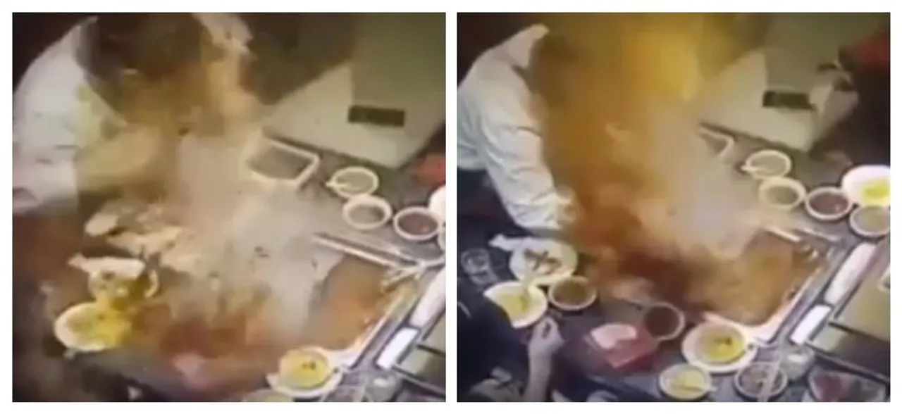 Horrifying footage captures boiling soup exploding on waitressâ€™s face at hot pot restaurant | WATCH