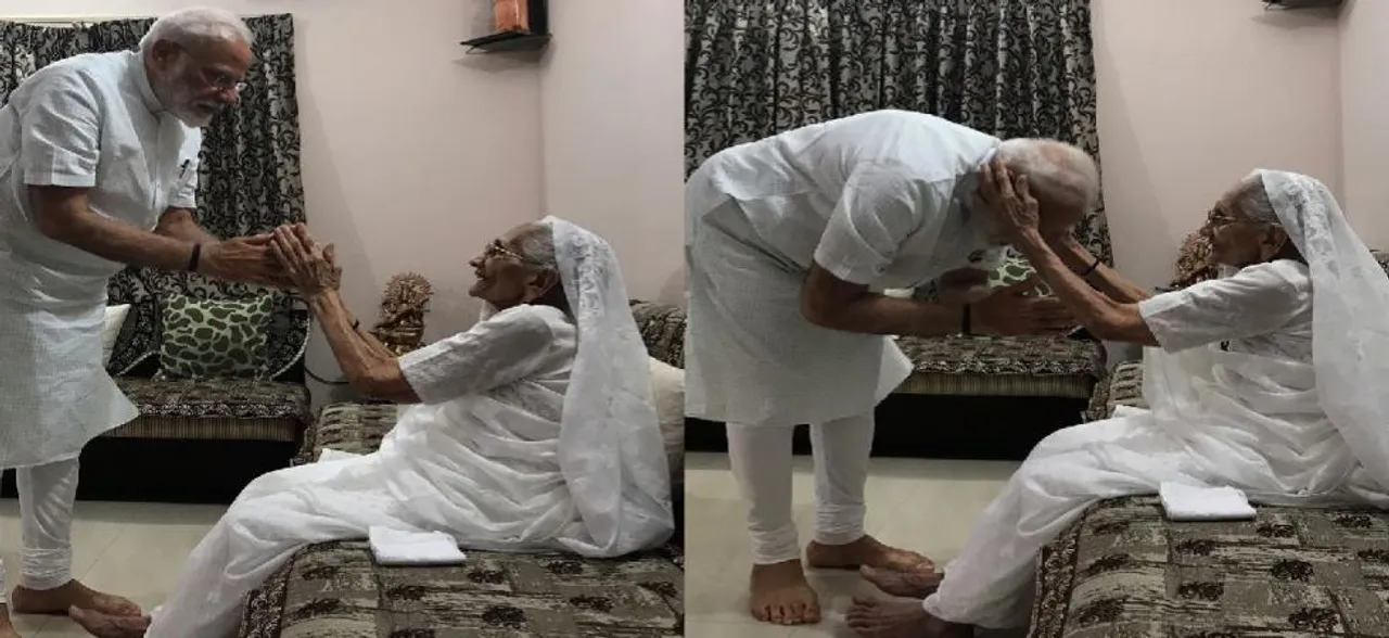 PM Modi meets mother Heeraben at Gandhinagar residence, seeks blessings