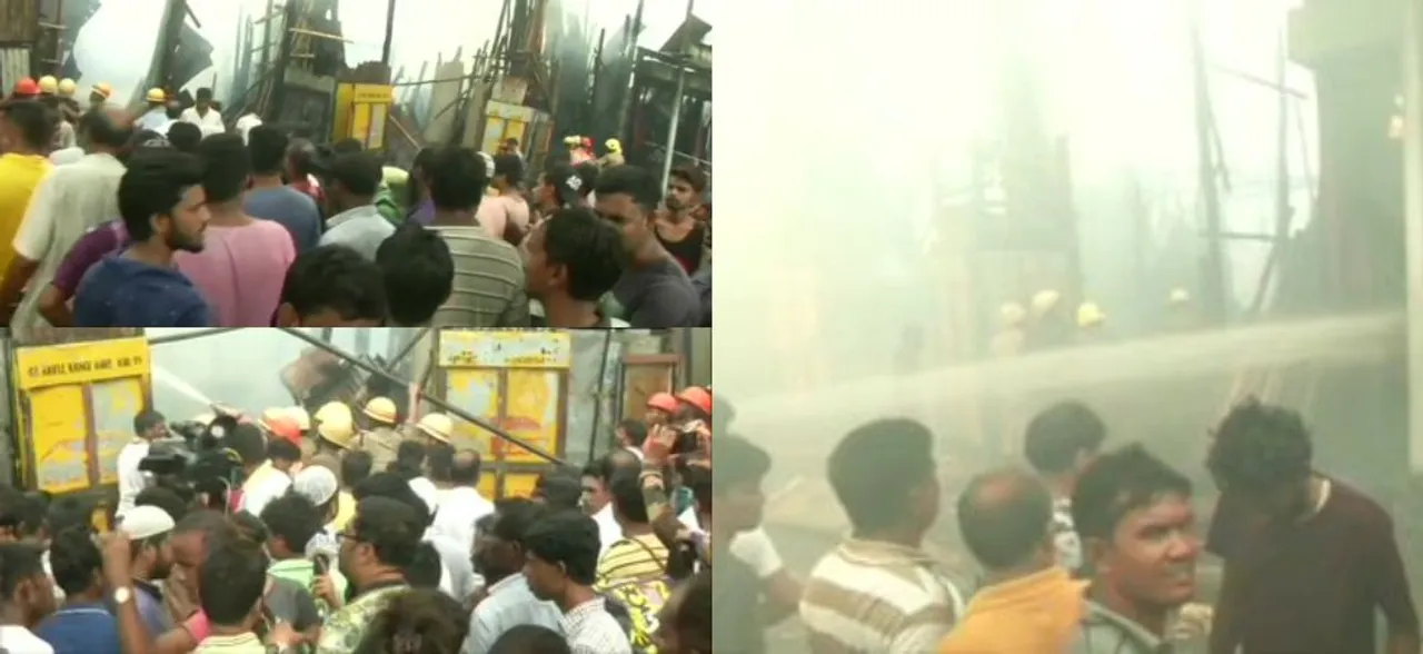 Massive fire breaks out in Kolkata's Park Circus area, 12 fire tenders present on spot 
