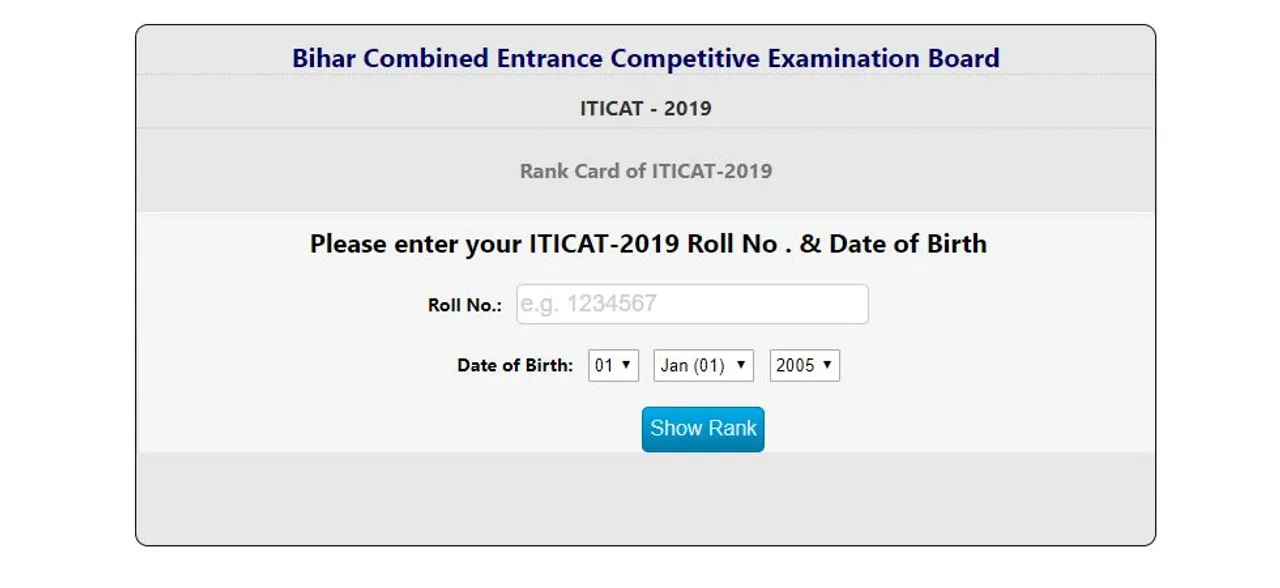 Bihar ITICAT Result 2019 Declared, Download Rank Card at bceceboard.bihar.gov.in