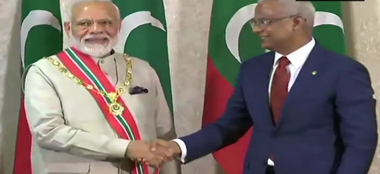 PM Modi conferred with Maldives' highest honour 'Rule of Nishan Izzuddeen'