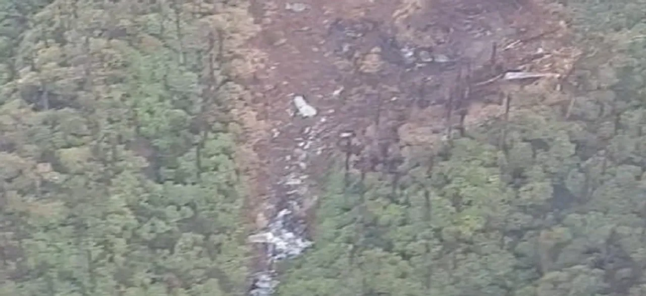 First image of IAFâ€™s AN-32 aircraft crash site shows wreckage, charred trees