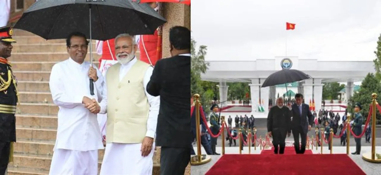 PM Modi deeply touched after Kyrgyzstan, Sri Lankan presidents personally hold umbrella for him 