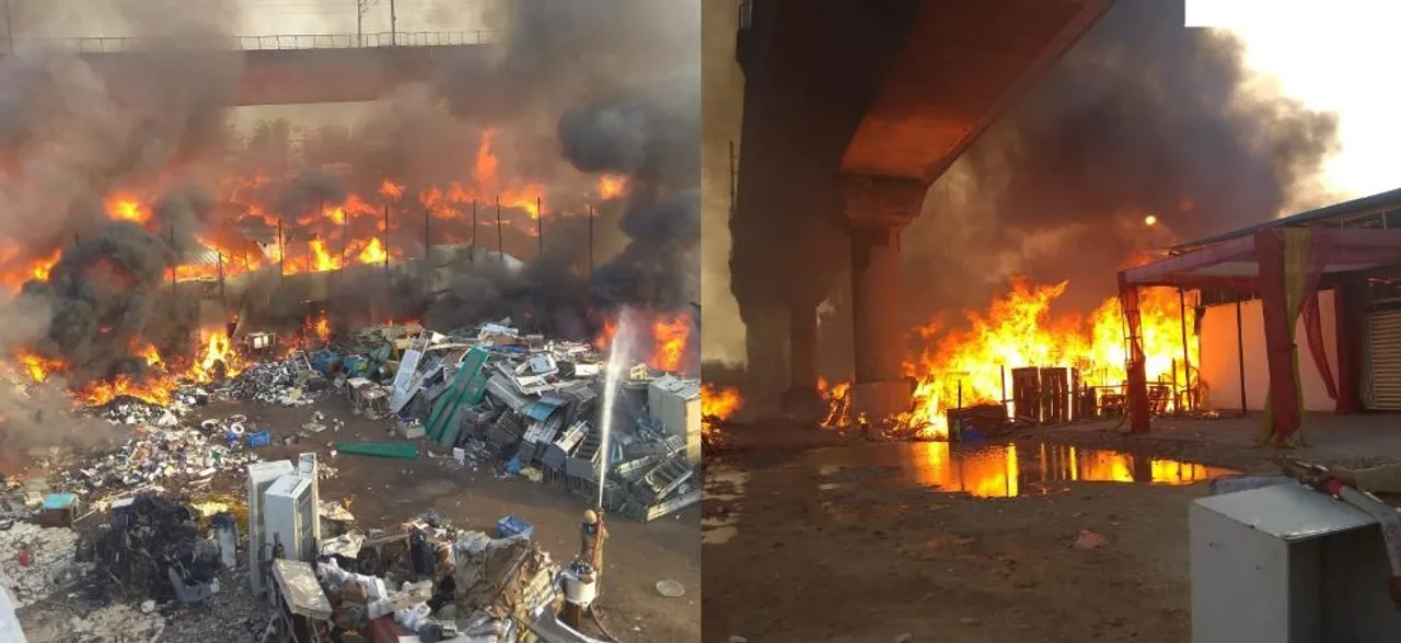 Fire breaks out in furniture market near Kalindi Kunj Metro station, train services on Magenta Line hit