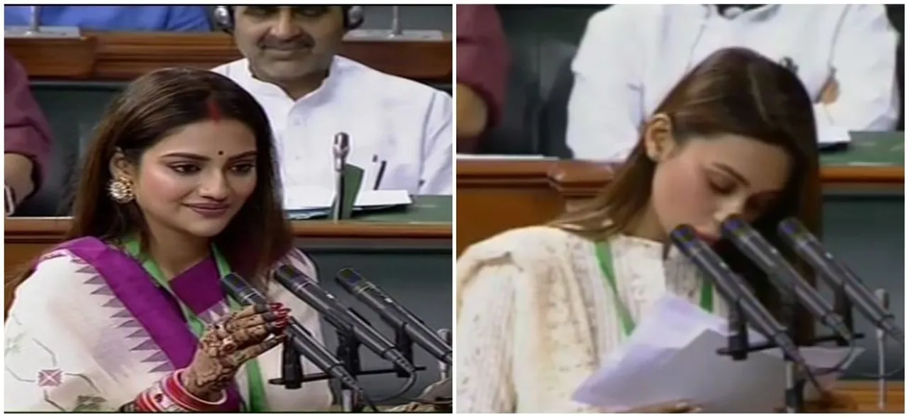 Trinamool MPs Nusrat Jahan, Mimi Chakraborty take oath in Lok Sabha