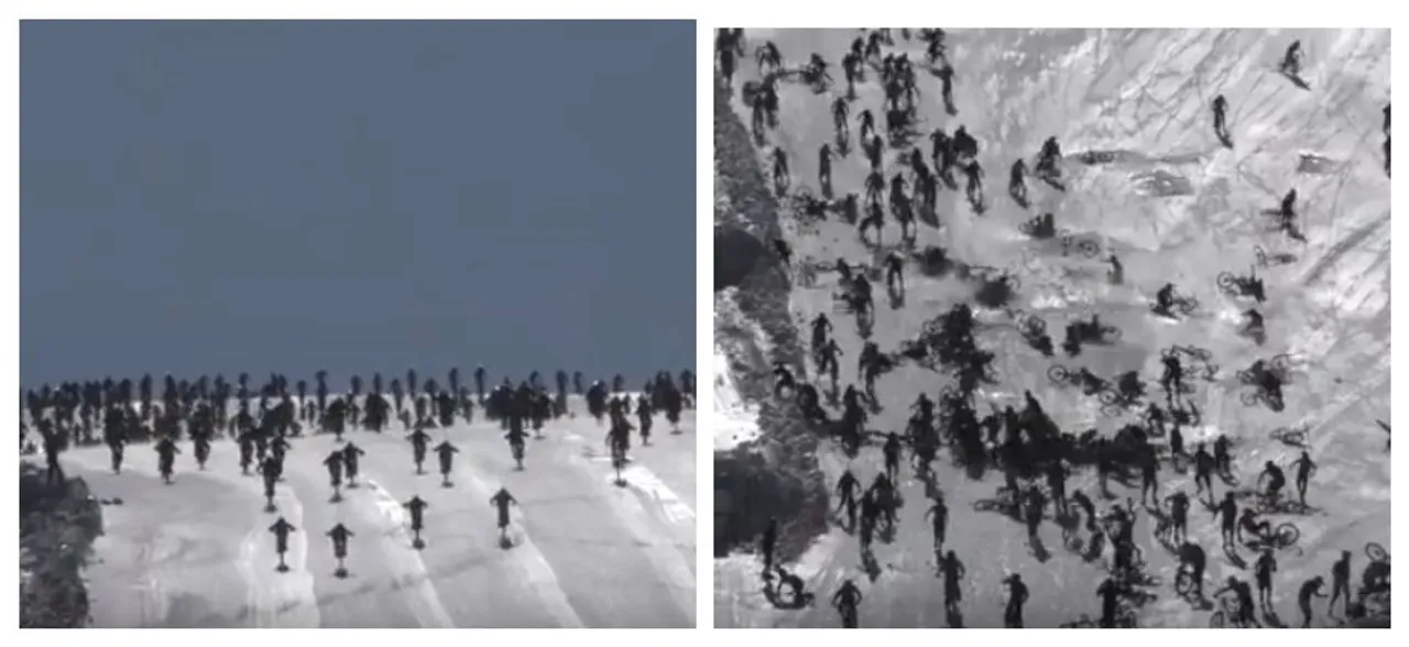 Chaos at â€˜Mountain of Hellâ€™ race as hundreds of bikers crash on icy Alps glacier, WATCH