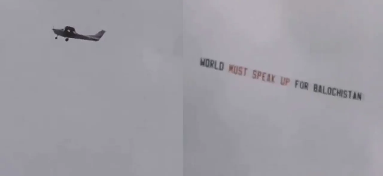 â€˜Speak up for Balochistanâ€™ banner flies over England vs Australia World Cup match venue