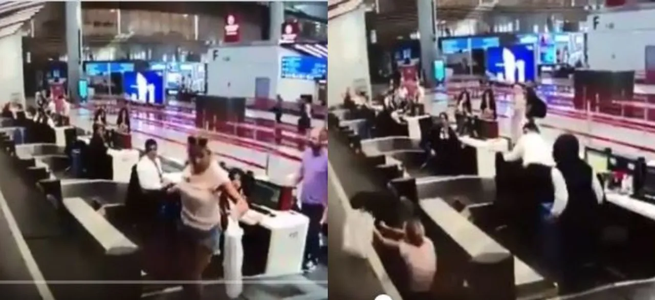 Viral Video: Woman boards luggage belt thinking it would take her to plane