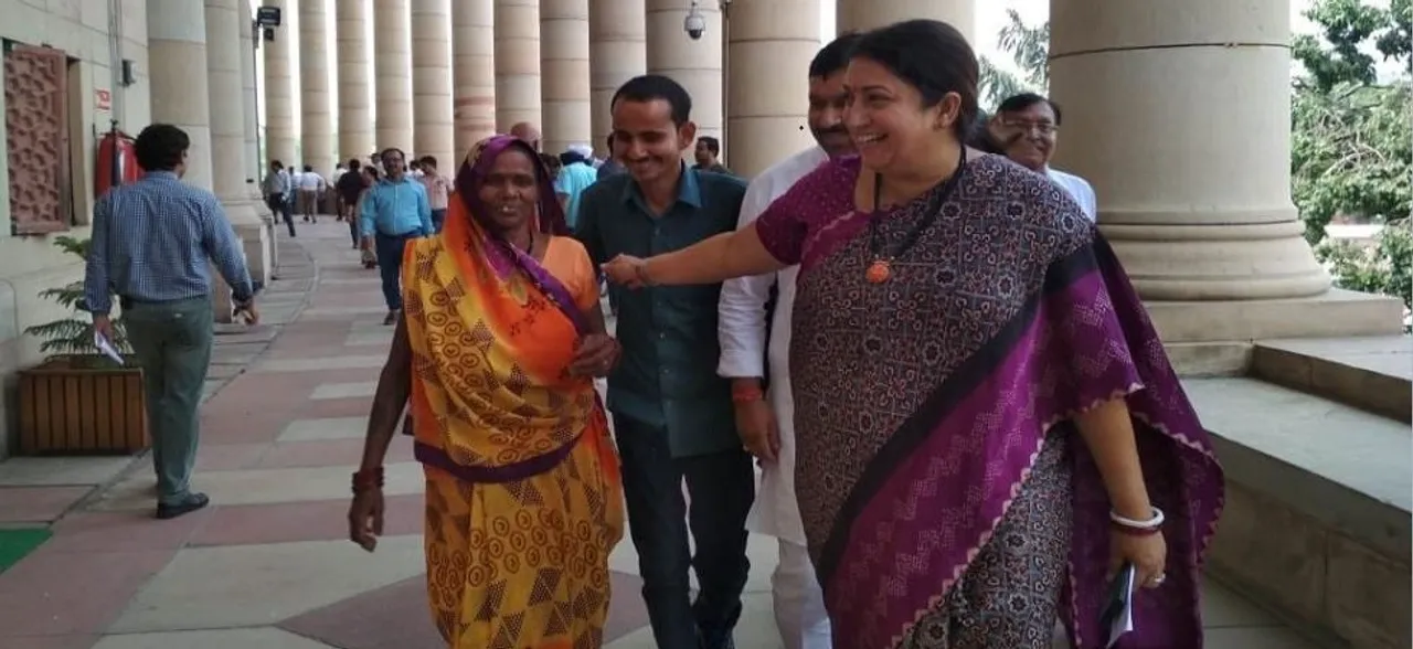 In Picture: Amethi MP Smriti Irani invites woman gram Pradhan to Parliament