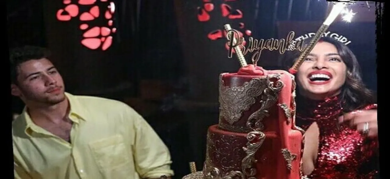 In Pics: Priyanka Chopra's red birthday cake with golden embellishments is the fanciest thing ever