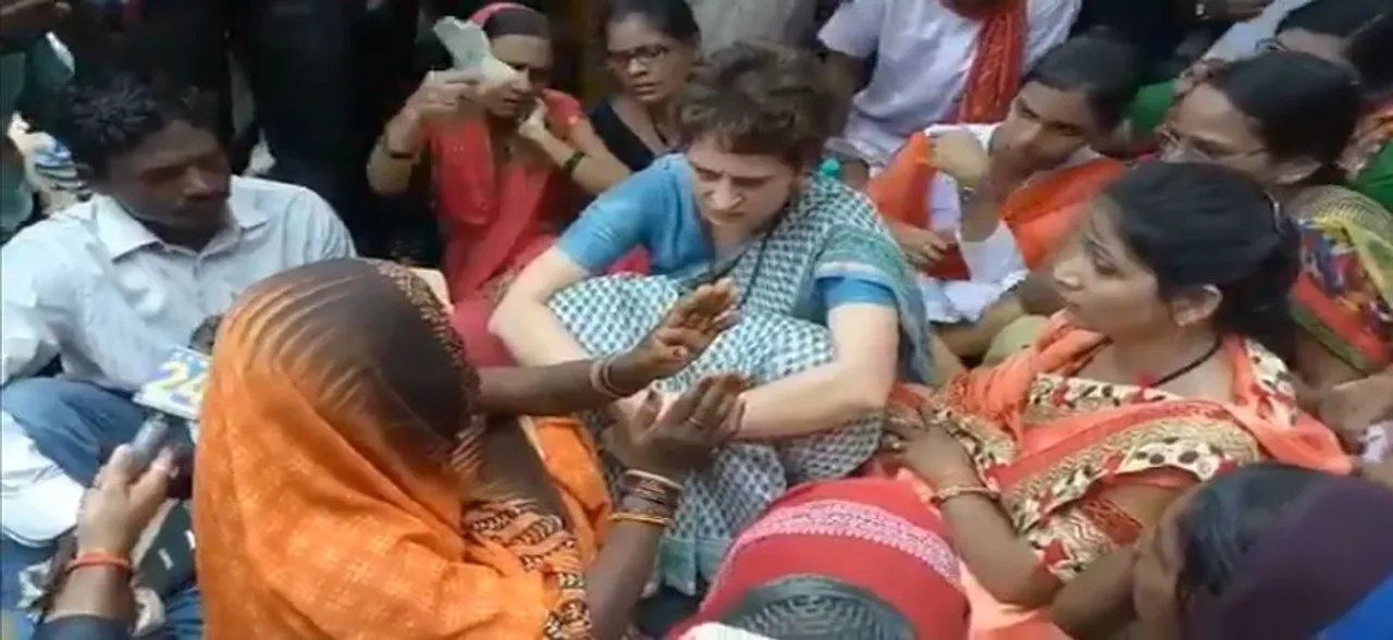 Priyanka Gandhi gets emotional while meeting victims of Sonbhadra killings at Chunar guest house