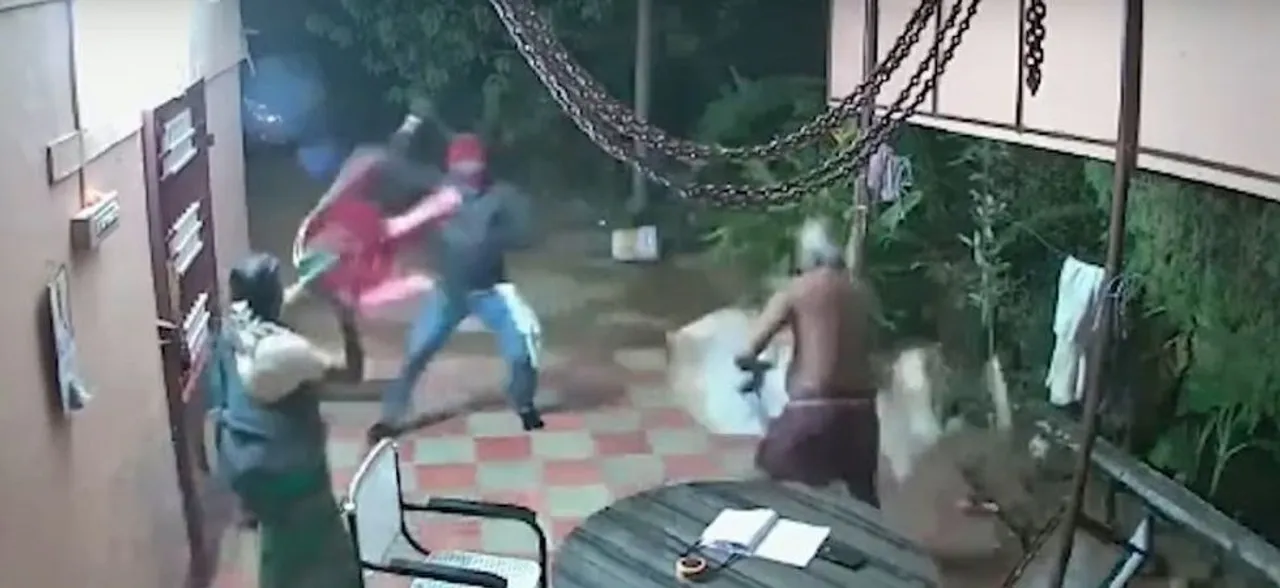 Video: Elderly couple fights off sickle-wielding robbers with chappals, plastic chairs