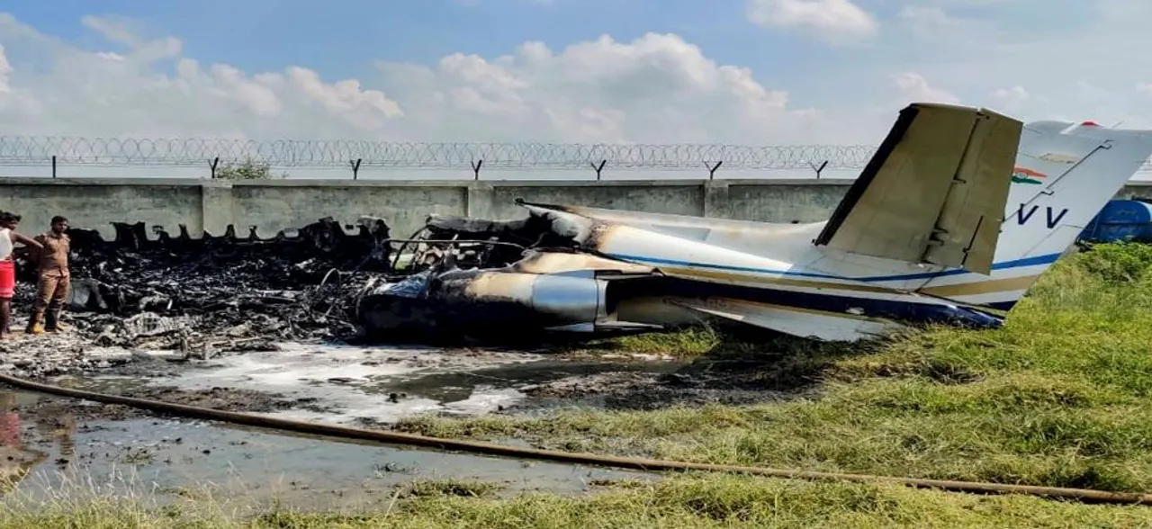 VT-AVV trainer aircraft crashes at Aligarh's Dhanipur airstrip