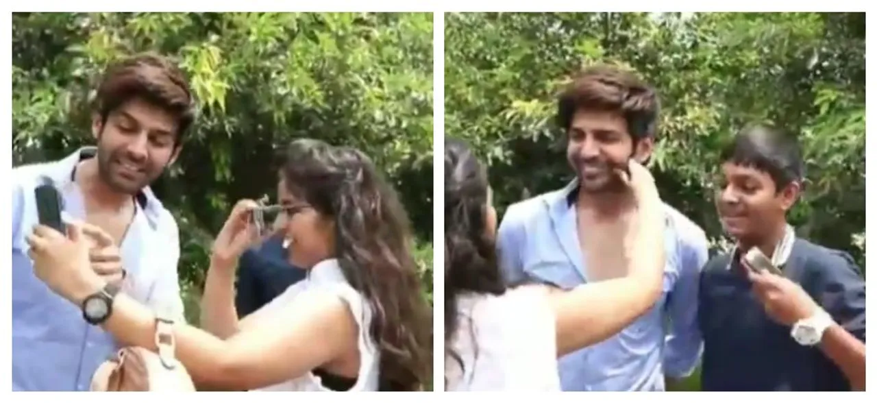 â€˜Overexcitedâ€™ Fan Pulls Kartik Aaryanâ€™s Cheeks, Netizens Are Not Impressed With Her Behaviour, WATCH
