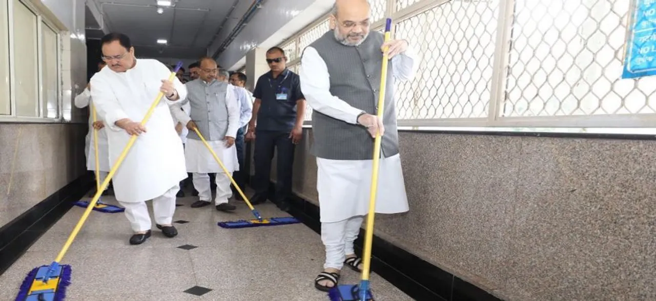 BJP Kickstarts PM Modi's Birthday Celebrations With 'Seva Saptah', Amit Shah Mops Floor At AIIMS