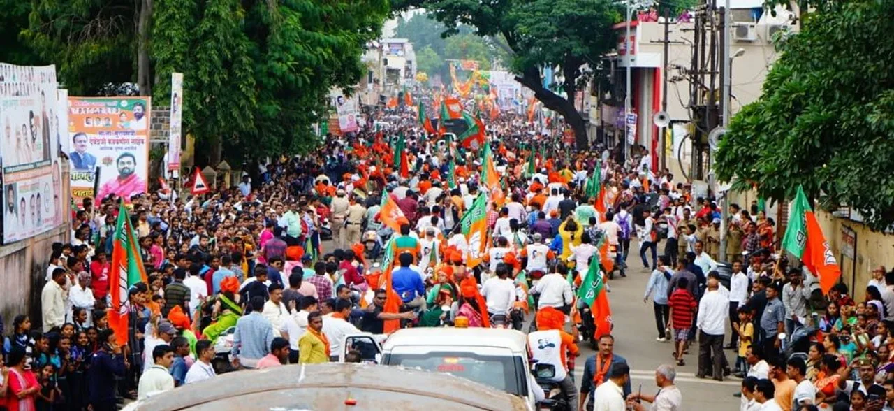 BJP Workers Openly Flout Traffic Rules During Nagpur Bike Rally, Fined