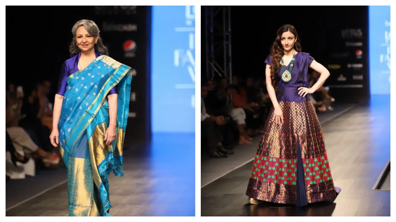 Sharmila Tagore, Soha Ali Khan Walk For Sanjukta Dutta At LMIFW 