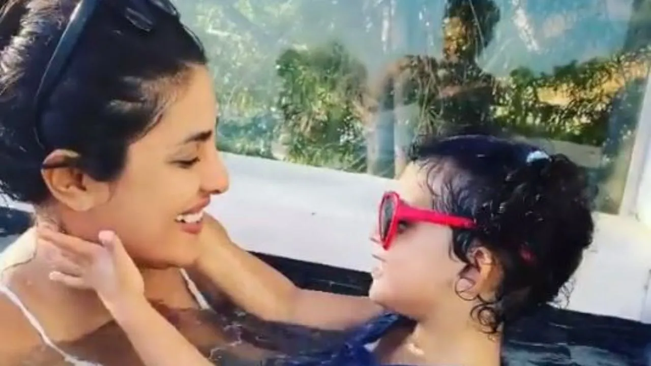 Priyanka Chopraâ€™s Video Enjoying Pool Time With Her Niece Is Too Cute For Words!