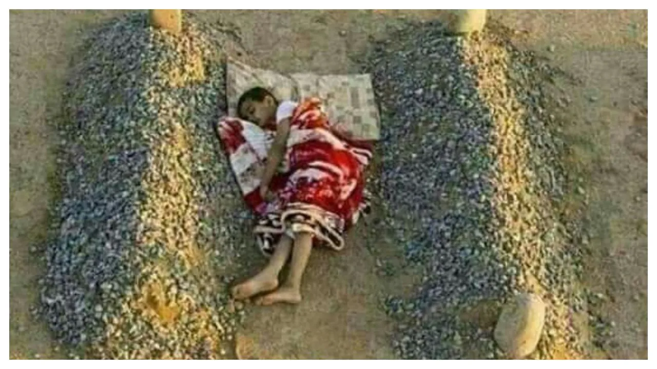 Fact Check: Is This Boy Sleeping Between Graves Of His Parents?