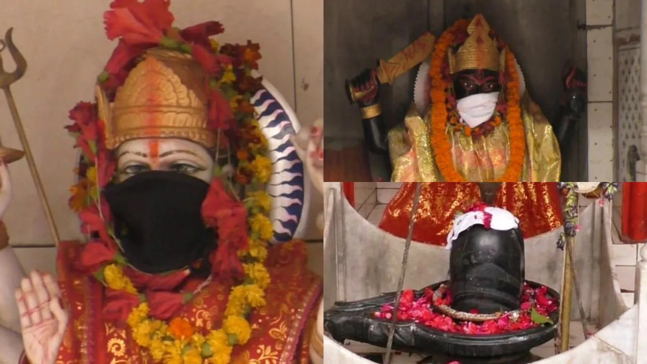 Oh My God! In Varanasi Temple, Idols Wear Anti-Pollution Masks As Protection From Deteriorating Air Quality
