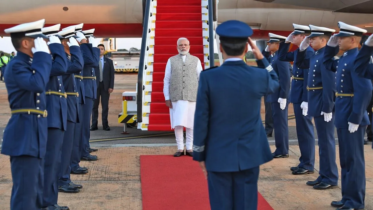 PM Narendra Modi Arrives For BRICS Summit In Brazil