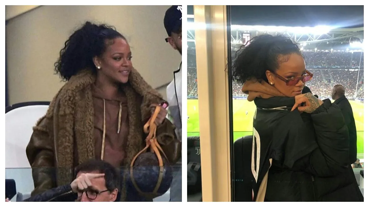 Rihanna Shows Love For Football With Customised LV Footie Bag At Juventus Vs Atletico Madrid Match - Pics