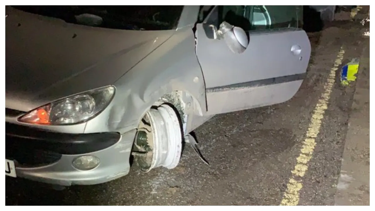 Drunk Man Drives Around With â€˜Missing Tyreâ€™, Thrown In Jail