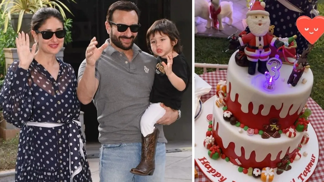 WATCH: Taimur Aims For Santa Claus As He Gets To Cut Christmas Themed Cake On 3rd Birthday