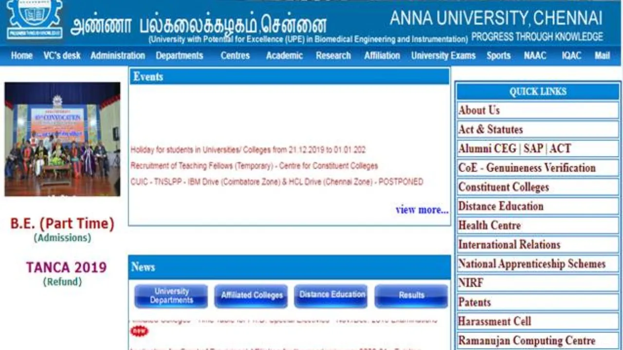 Anna University November/December 2019 UG, PG Exams Rescheduled 