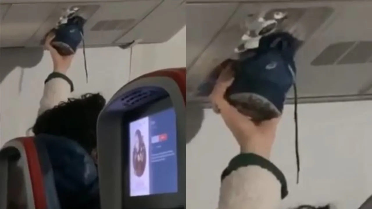 VIDEO: Man Uses Plane's Air Vent To Dry Shoe, Internet Wants To Punch Him