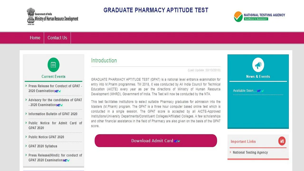 GPAT 2020 Answer Key