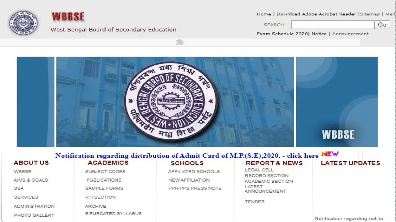 WB Class 10 Board Exam admit card