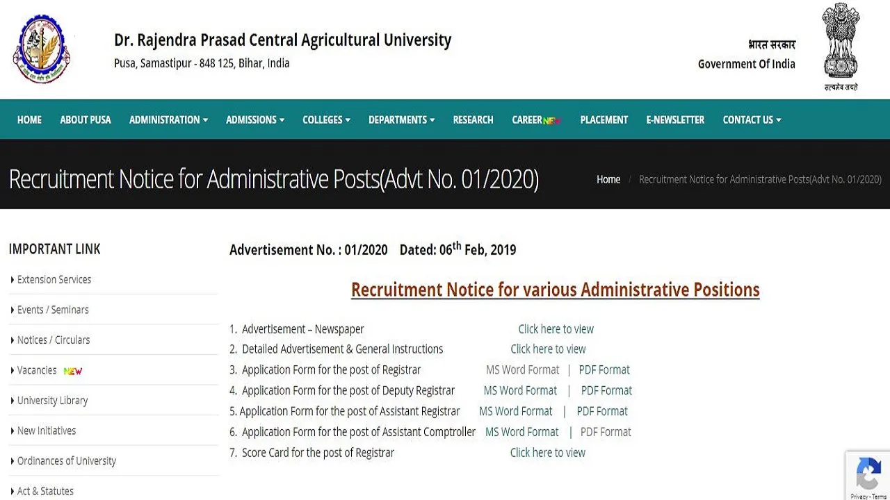 RAU Recruitment Notification