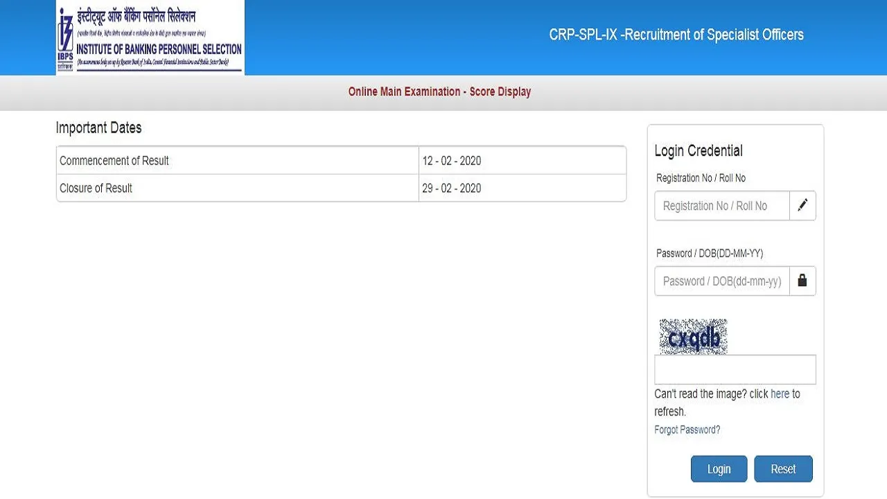 IBPS SO Score Card 2020